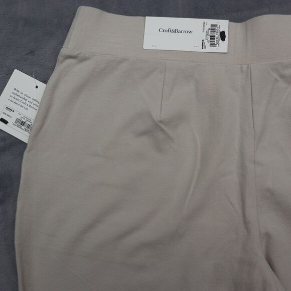 Croft Barrow Shorts Womens S Beige Sweat Mid Rise Pocket Stretch Pull On - Picture 14 of 16